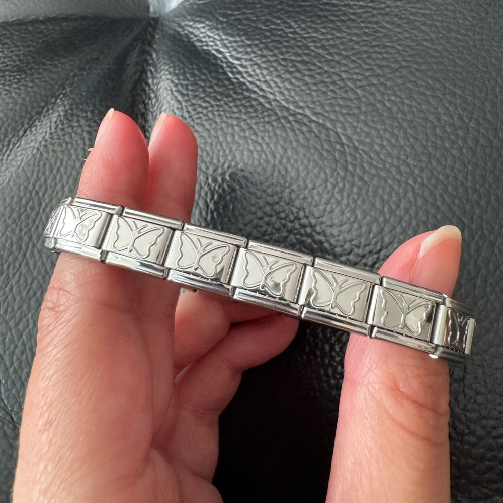 Butterfly Stainless Steel Italian Charm Bracelet
